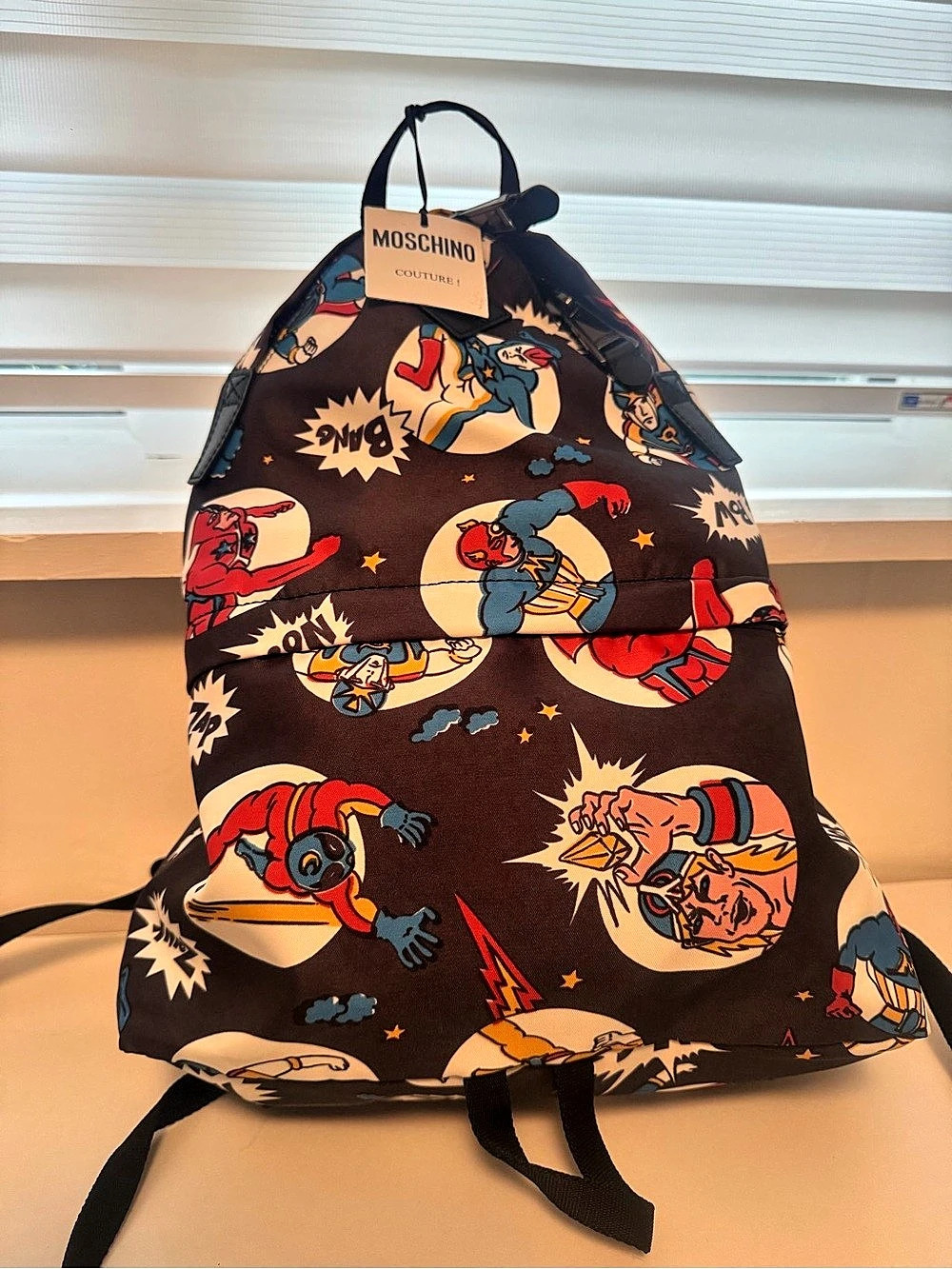 Moschino Superhero Comic Print Backpack NWT
